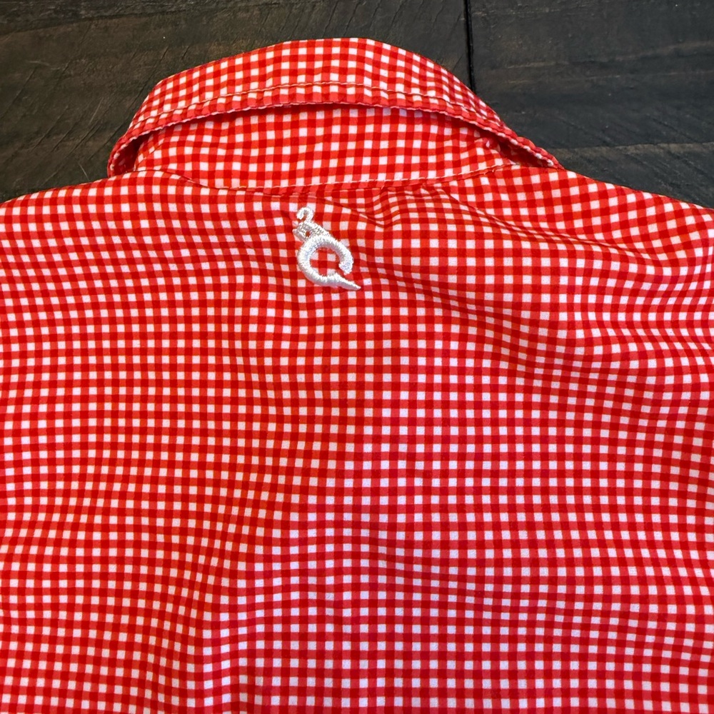 Blue Quail Little Girls Gingham Guayabera Red White Dress 2T - Picture 9 of 15